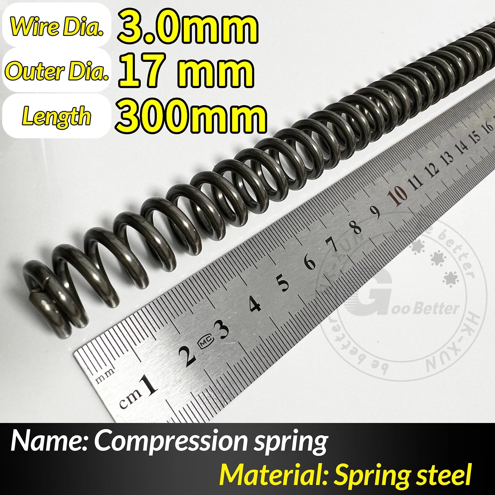 Compression Spring Pressure Springs, Wire Dia 2-3.5mm, OD 10-60mm, Length 300mm