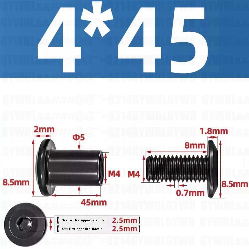Metric Furniture Connector Bolts with End Cap Nuts — Stainless Steel M2 to M10