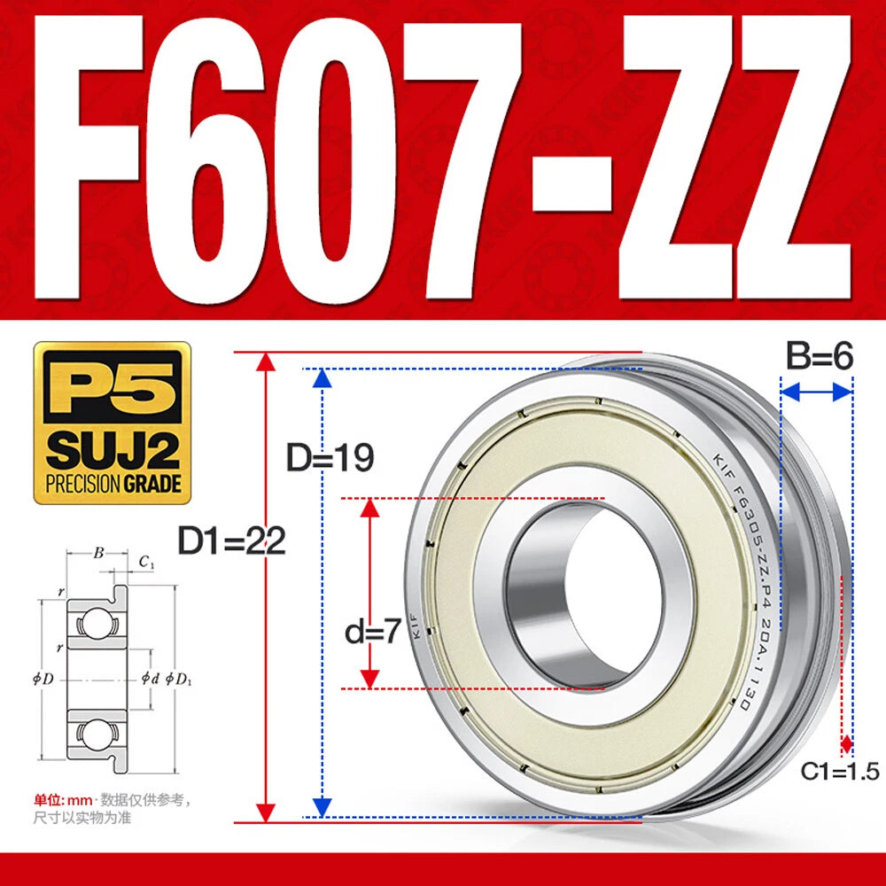 Mini Metal Shielded Flanged Ball Bearings - Model Complete Inner Diameter 2-50mm