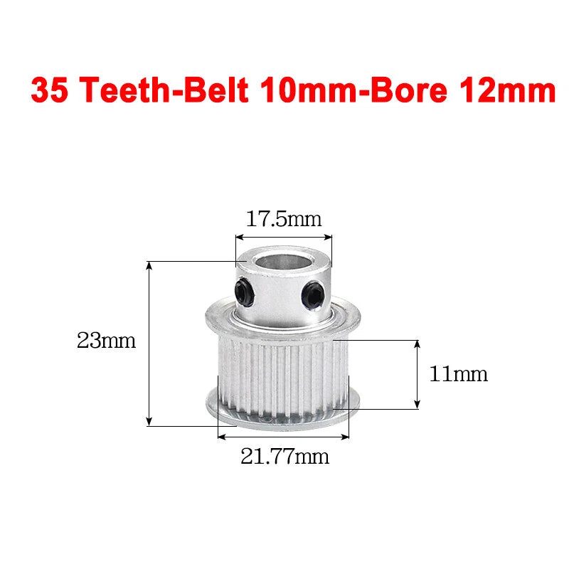 2GT Drive Pulley With Step 16 Tooth - 100 Tooth Bore 4mm - 25mm for 10mm Belt