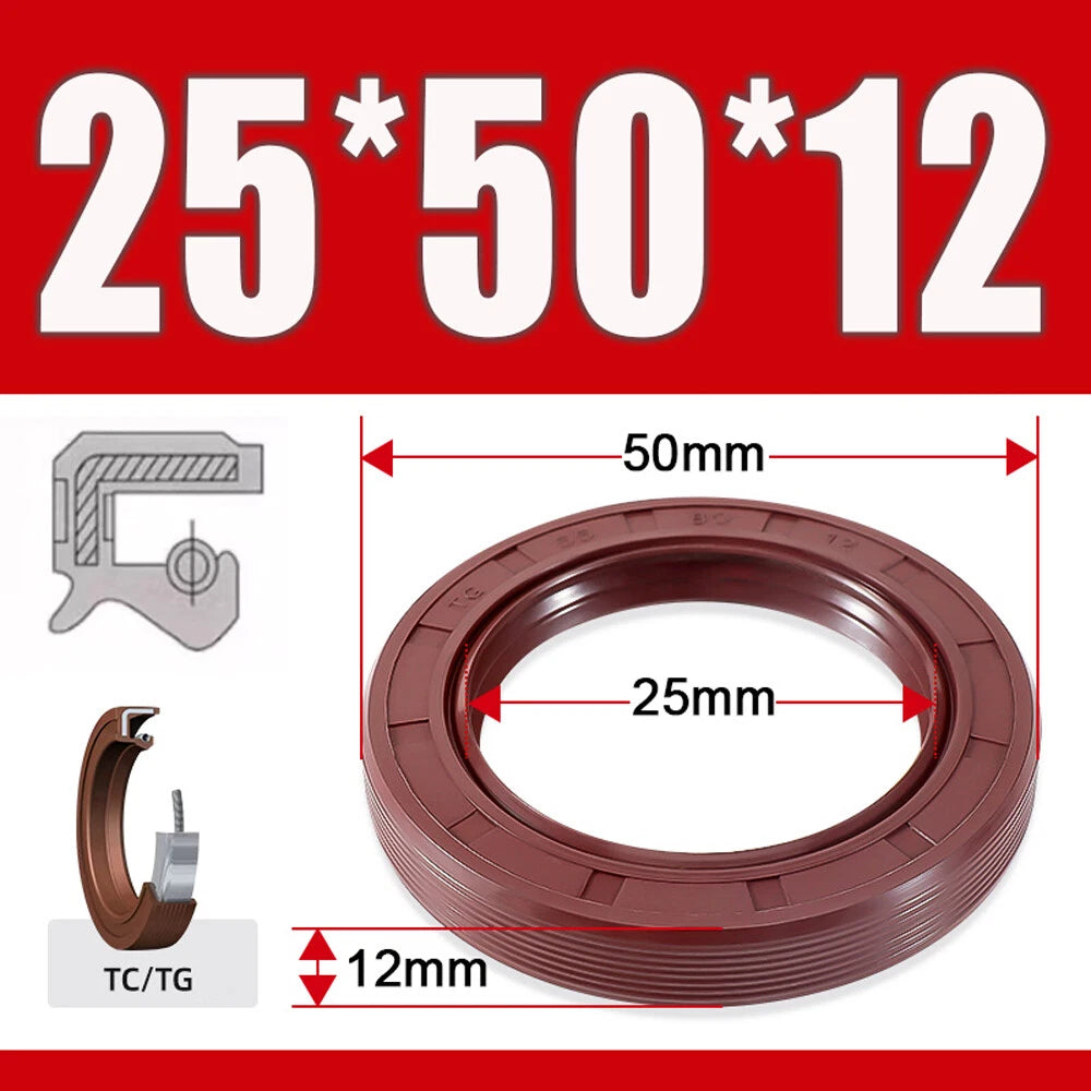 TC/TG Dual Lip FKM Oil Seal — Metric Rotary Shaft Sealing Ring, ID 25–50mm