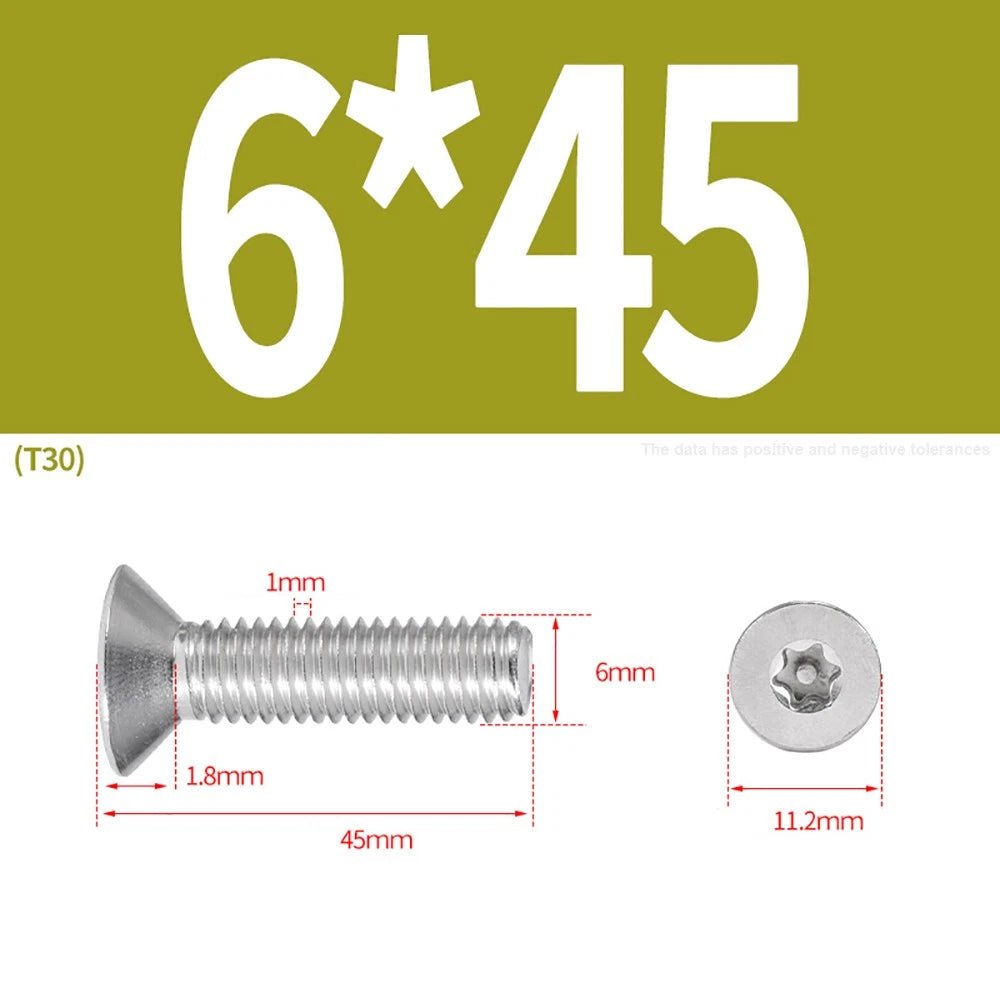 M3–M8 Pin Torx Countersunk Flat Head Machine Screws | A2 Stainless Steel - HomeDIYer
