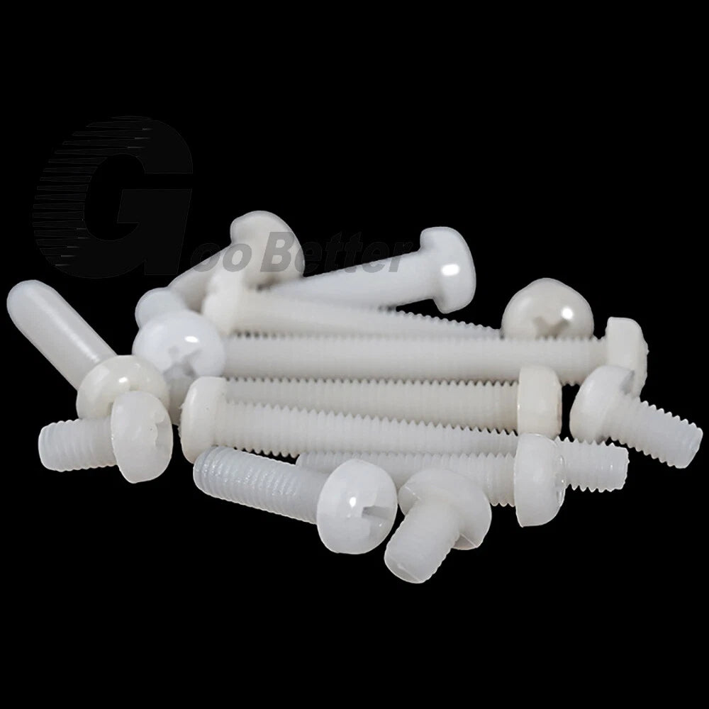 M8 Nylon Phillips Pan Head Screws Round Button Plastic Machine Bolts Fasteners