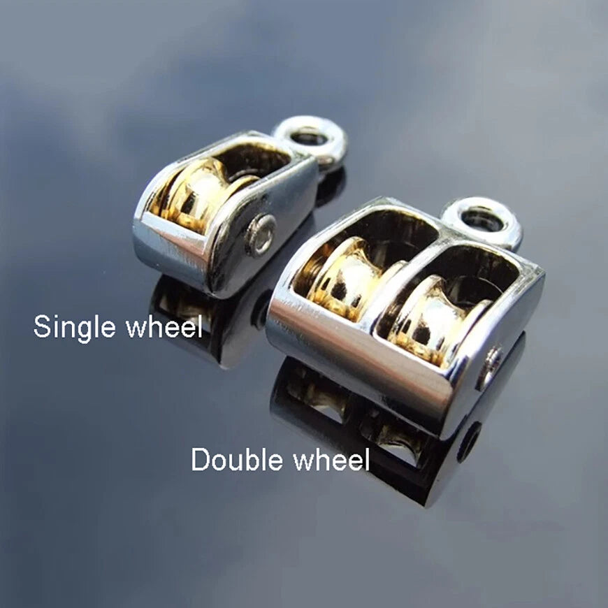 Metal Single Double Sheave Pulley Brass Wheel Swivel-Fixed Eye Lifting Rope