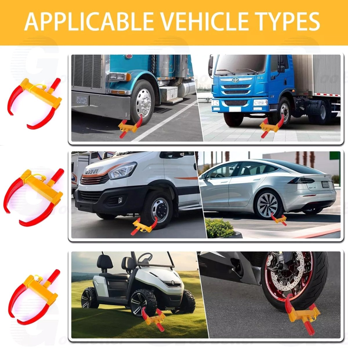 1pcs Wheel Clamp Heavy Duty Anti Theft Tire Lock Car Caravan Security Trailer - HomeDIYer