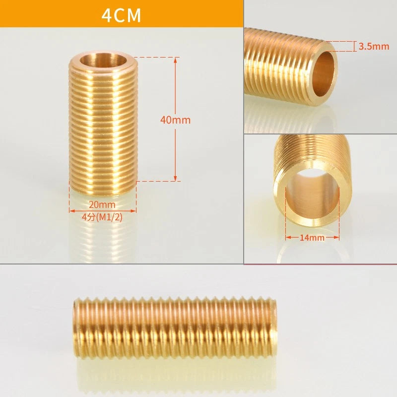 1/2" BSP Brass Male Thread Extension Pipe Nipple Connector | 3–12cm