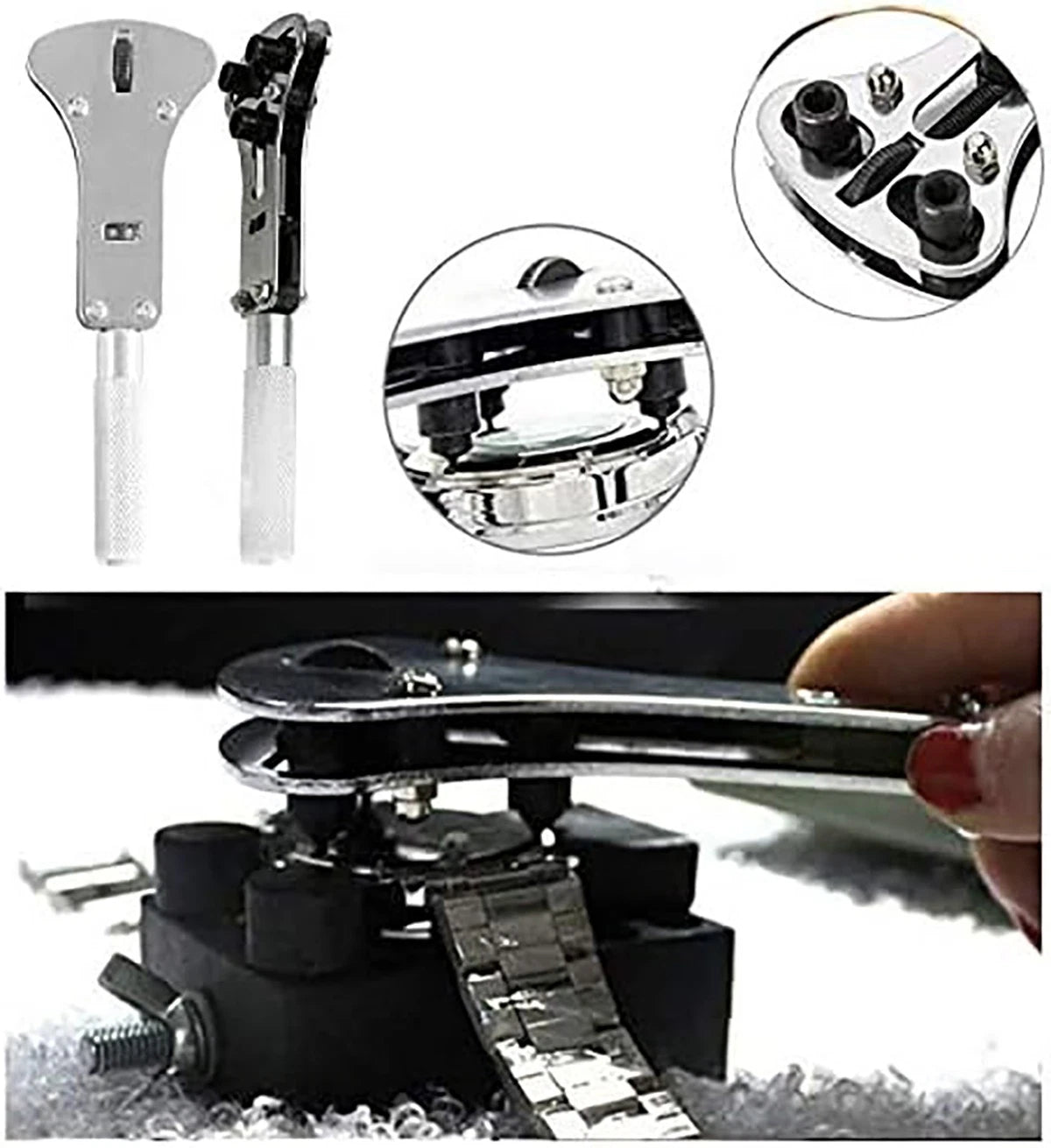 19Pcs Watch Repair Back Case Opener Wrench maker Screw Cover Remover Tool Kit UK