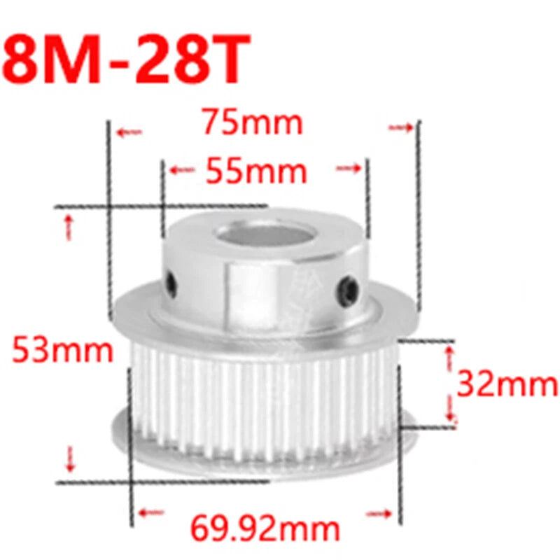 8M 28T-60T Timing Belt Pulley Synchronous Wheel Select Bore For 30mm Width Belt