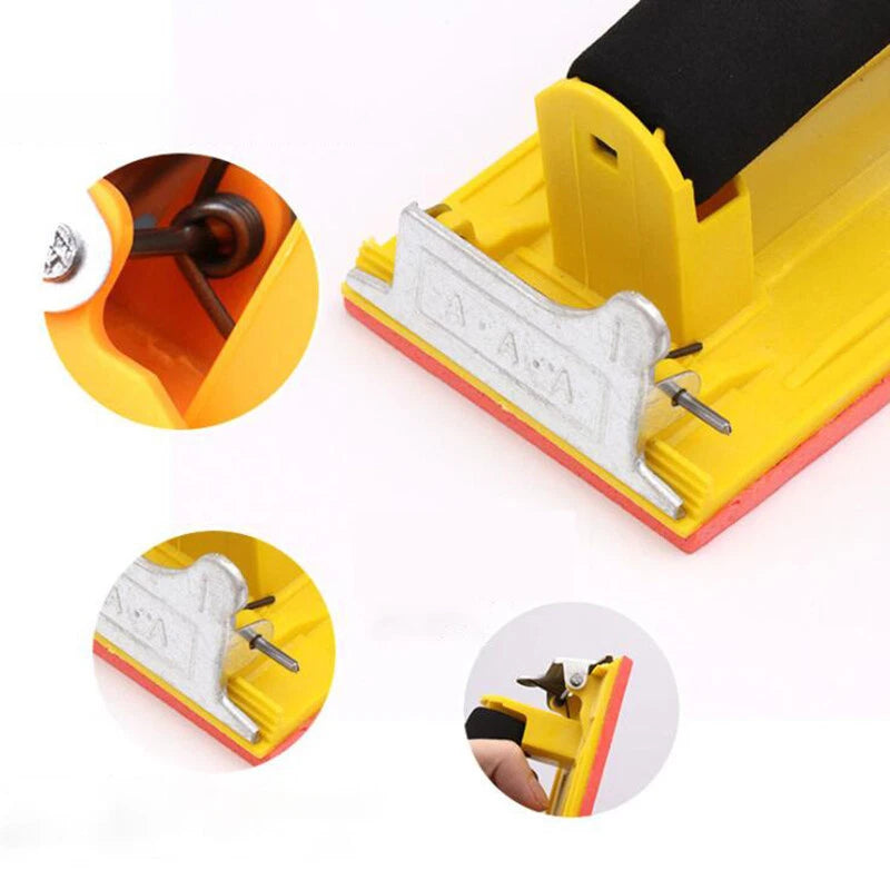 Hand Sandpaper Holder Clamp Block with Sponge Handle — 9cm x 18.5cm Sanding Pad for Wood Metal Drywall