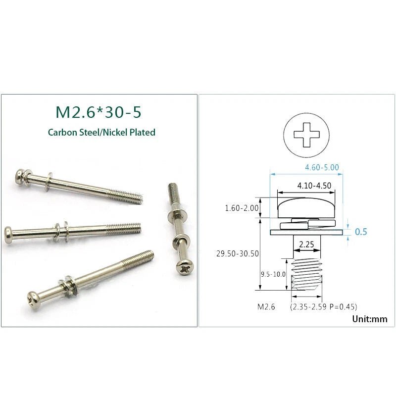 M2 M2.6 M4 Phillips Pan Head Machine Screws with Built - In Washer — Carbon Steel, Nickel / Black / Colored Zinc - HomeDIYer