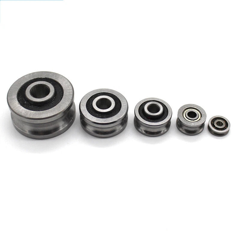 U/V Groove Metal Pulley Ball Bearings Wheel Steel Guide Roller Bore 3/4/5/6mm