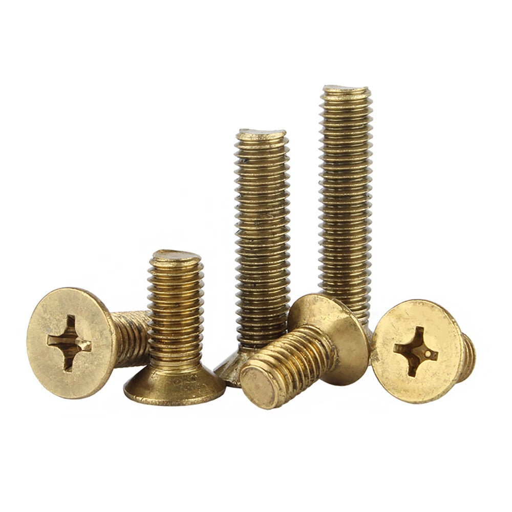 Brass Phillips Countersunk Machine Screws — Pozi Flat Head, M2 to M8