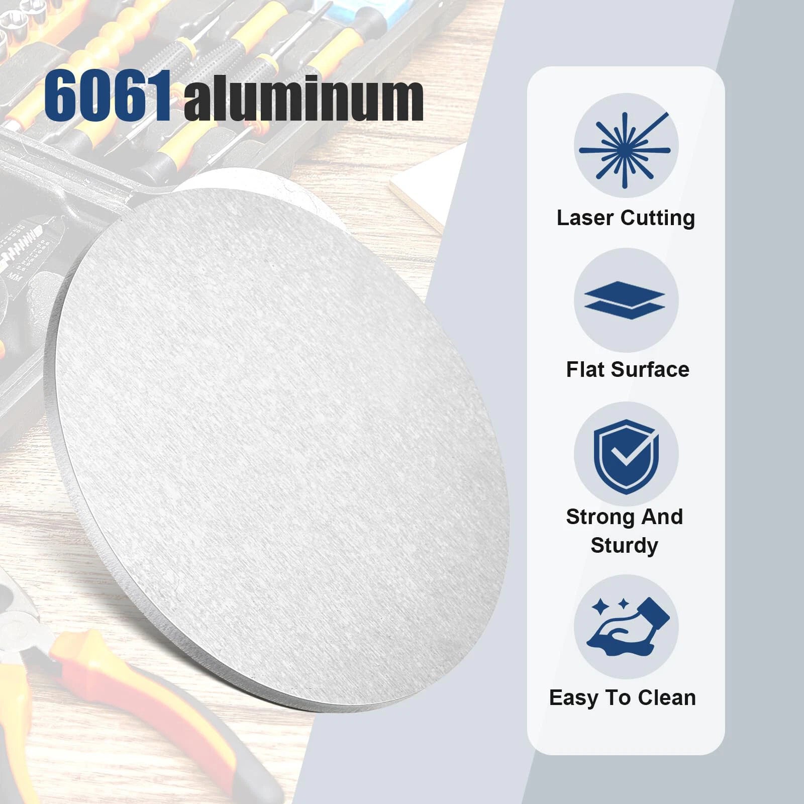 6061 Round Aluminum Sheet Disc Plate Dia 100/150/200/300mm Thick 1/2/3/4/5~10mm
