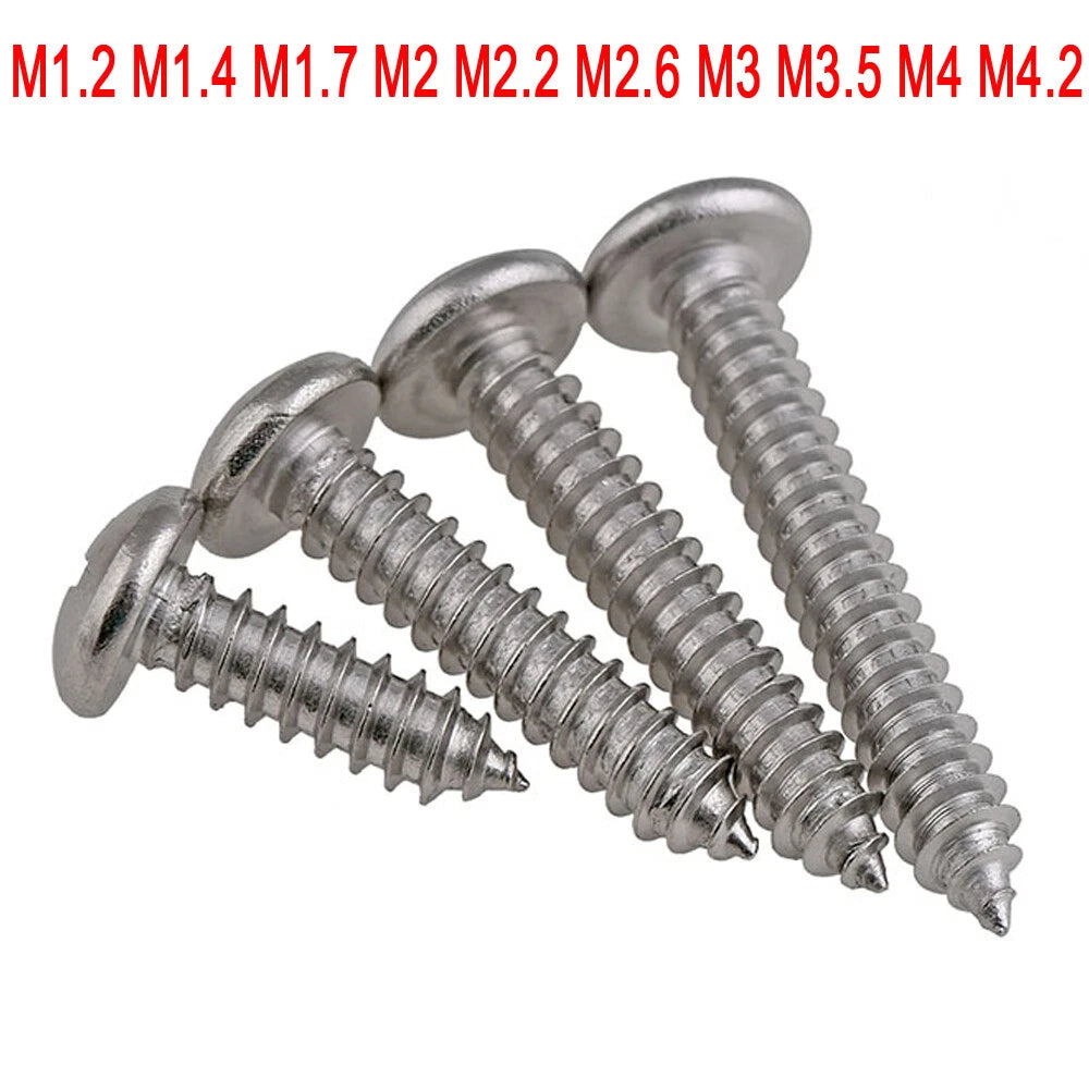 M1.2 M1.4 M1.7 M2 M2.2 M2.6 M3 M3.5 M4 M4.2 Pan Head Self Tapping Screws – 304 Stainless Steel