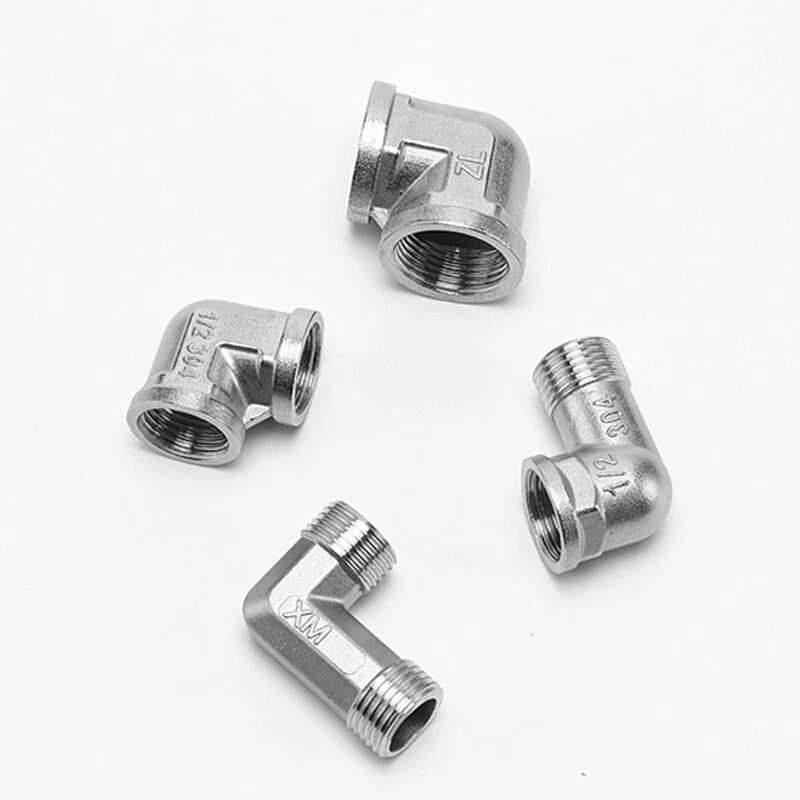 201 Stainless Steel 90° Elbow Pipe Fitting — BSP 1/2" 3/4" 1" Male Female Thread