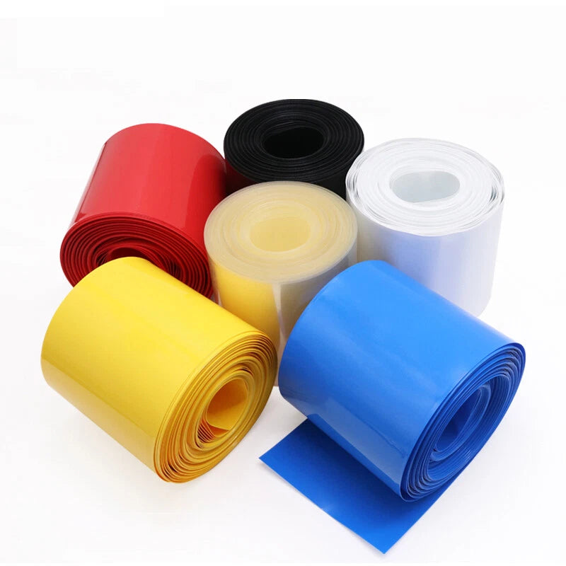 18650 PVC Heat Shrink Tubing Battery Sleeve Wrap — 80mm to 110mm, Multiple Colors