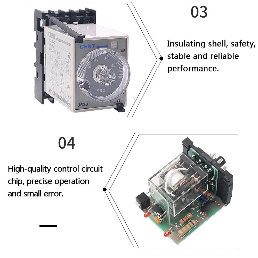 AC 220V 380V DC 24V Time Delay Relays On - delay with instantaneous Contacts JSZ3C - HomeDIYer