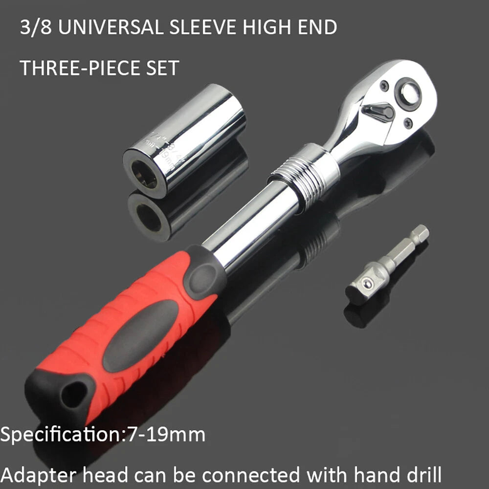 3/8 "1/2" Universal Socket Wrench Set Reversible Ratchet & Power Tool Adapter