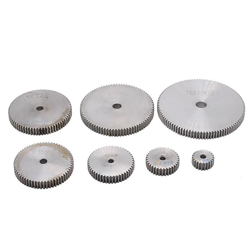Steel Spur Gear 1,1.5,2 Mod 12T-150T Teeth Metal Pinion Gear 14-258mm Outer Dia
