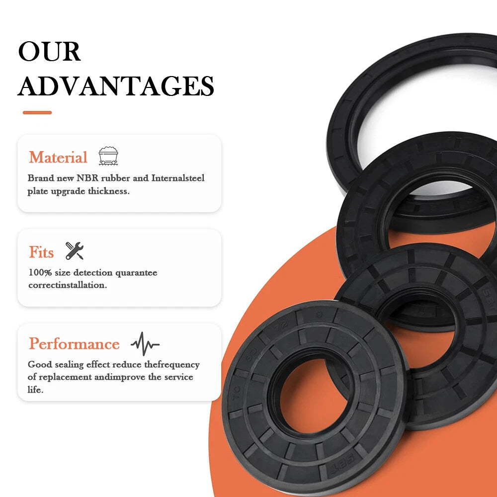 TC NBR Skeleton Oil Seal Rings Double Lip Sealing ID 38~55mm, for Rotation Shaft