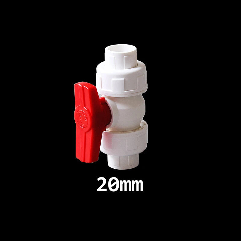 White PVC Ball Valve Double Union Solvent Weld Pipe Fittings Pond Tank 20-110mm