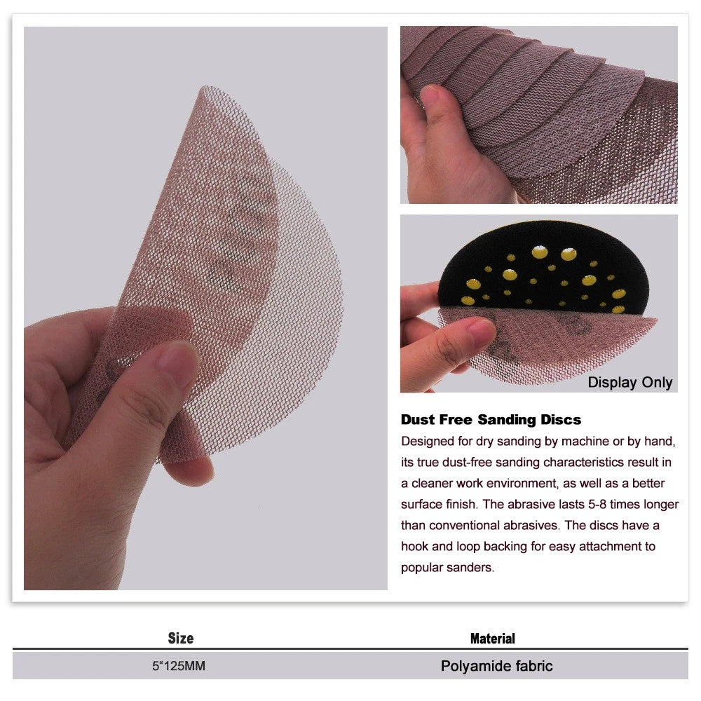 5" 6" 9" Mesh Sanding Discs — P60 to P1000 Grit Hook & Loop Sandpaper for Machine and Hand Sanding