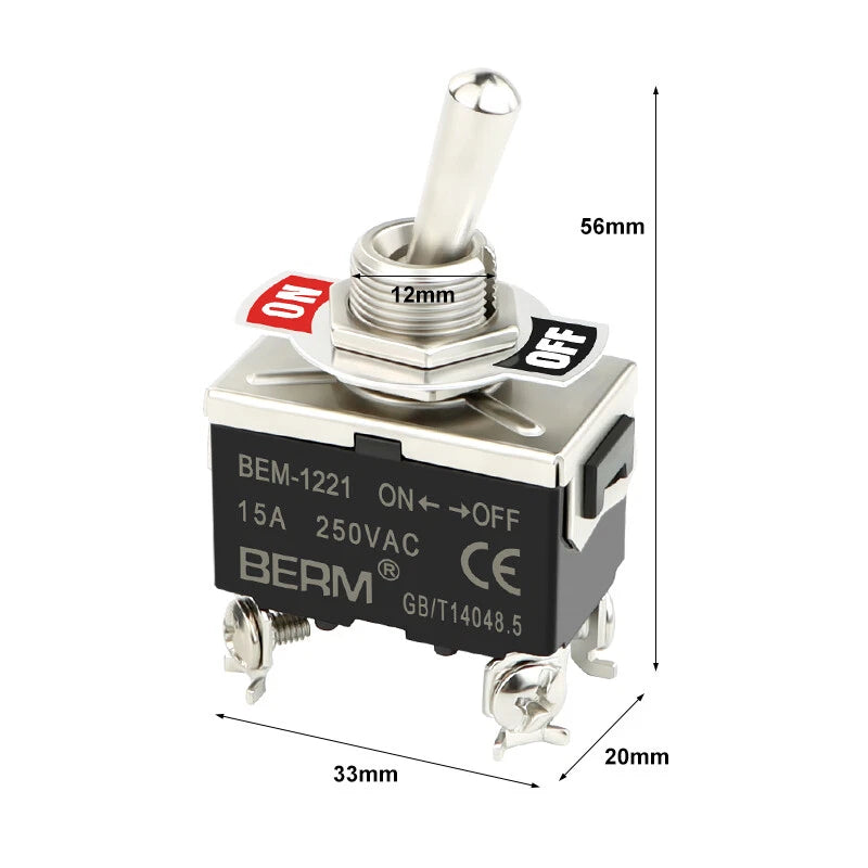 Mini Toggle Switch ON-OFF-ON SPDT — 2/3 Position, 2–6 Pin, Latching & Momentary
