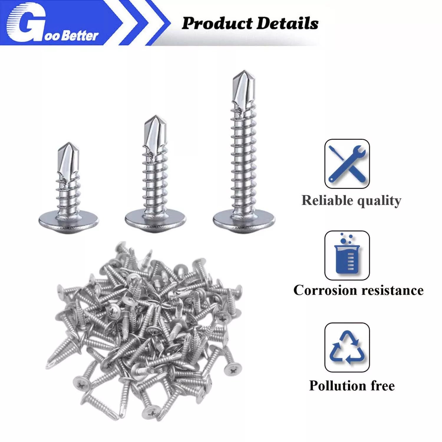 420 Pcs #8 #10 Self Drilling Screws 410 stainless steels Assortment Kit