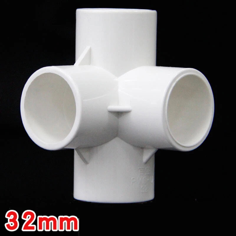 PVC 4-Way White Equal Connector Socket Pressure Pipe Fittings 20 25 32 40 50mm