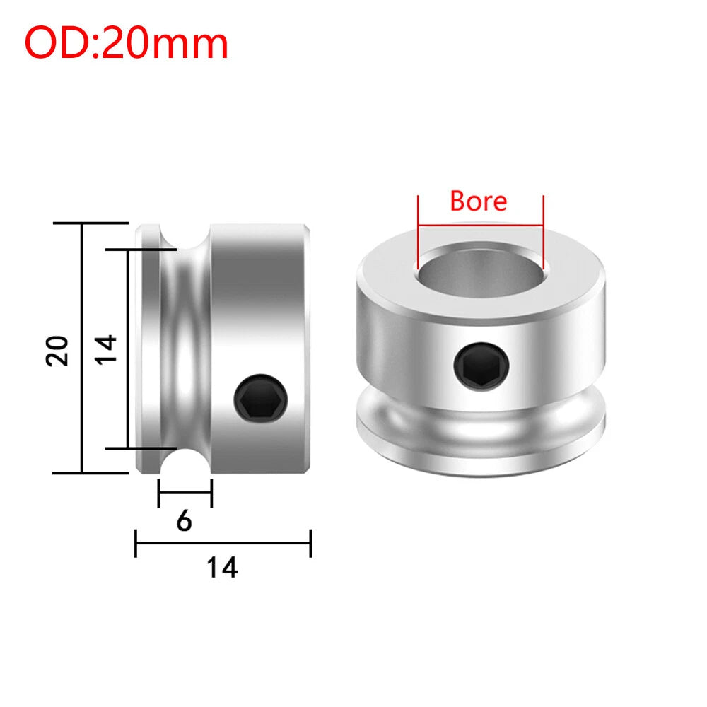 U Grooved Pulley PU Round Belt Pulleys Aluminum For 6/8mm Width Belt OD 20-80mm