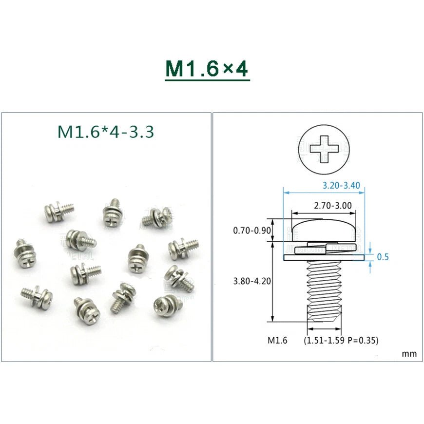 Stainless Steel Phillips Pan Head Screws with Flat and Spring Washers M1.6 to M5 - HomeDIYer