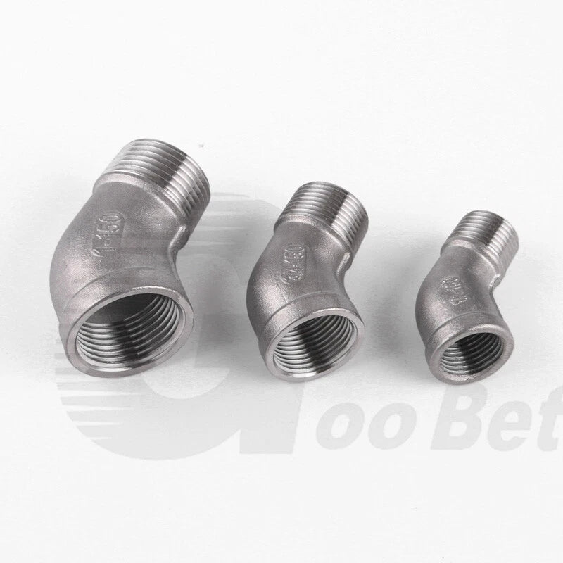 Stainless Steel 45° Elbow Pipe Fitting | 1/4"-2" BSP Male Female Thread | 304 SS Equal Elbow