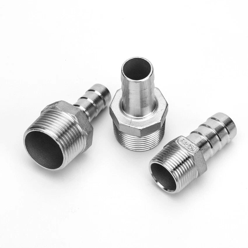 BSP Thread Fitting x Barb Hose Tail End Connector Splitter A2 Stainless Steel