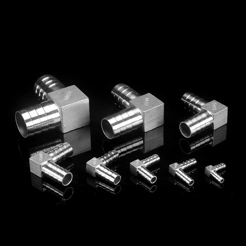 90° Elbow Barbed Tail Hose Connector Pipe Fitting Joiner 8-40mm Stainless Steel