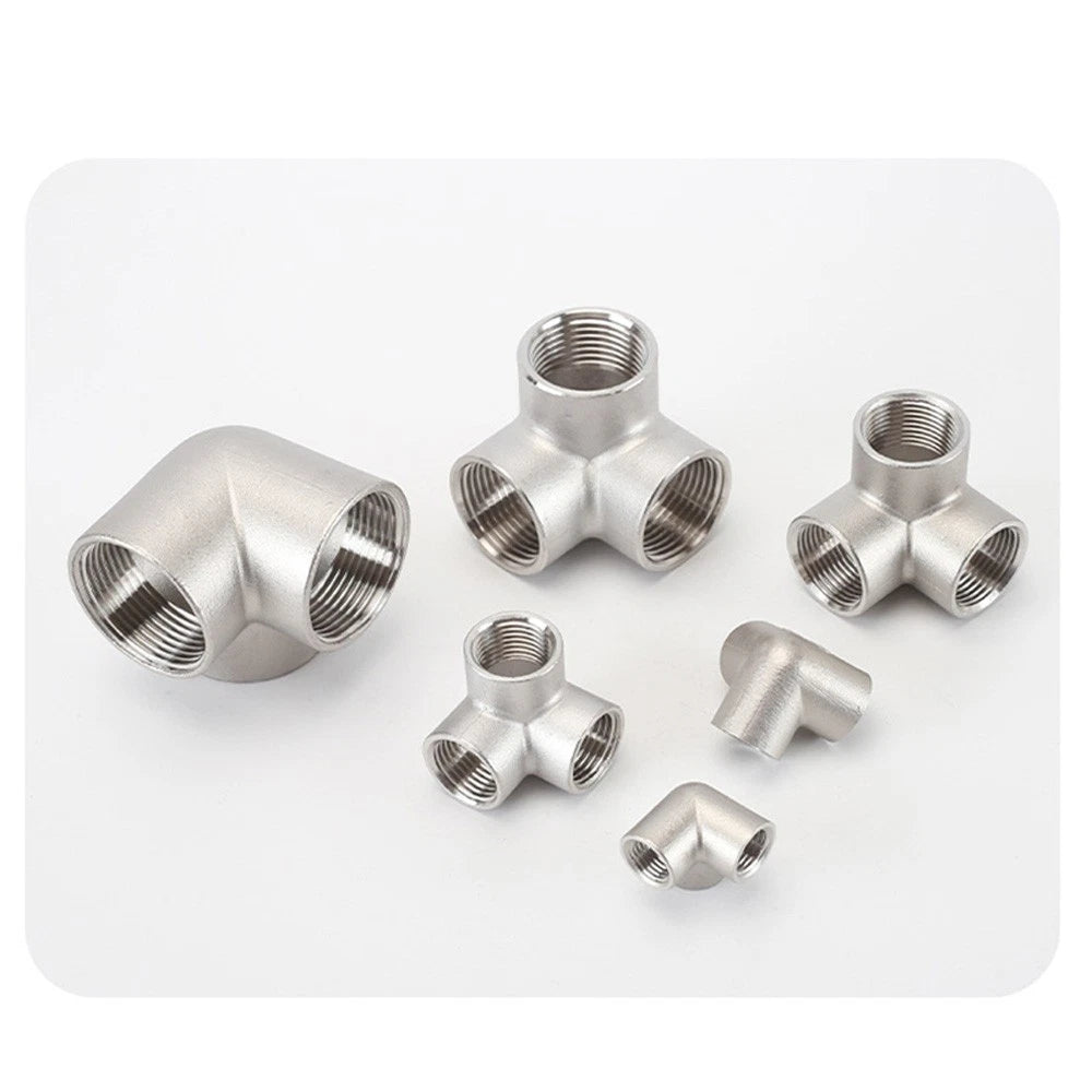 BSP Female 3-Way Tee Pipe Fitting – Stainless Steel 90° Corner Elbow