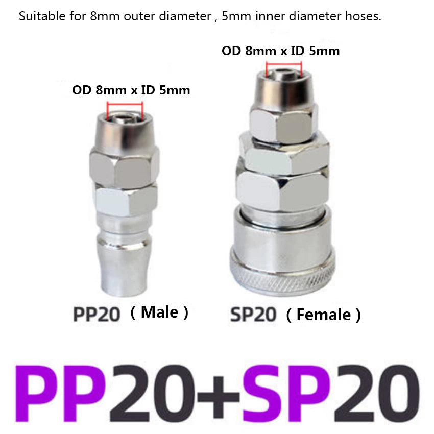 Air Hose Quick Release Coupler Set — Male & Female Compressor Fittings