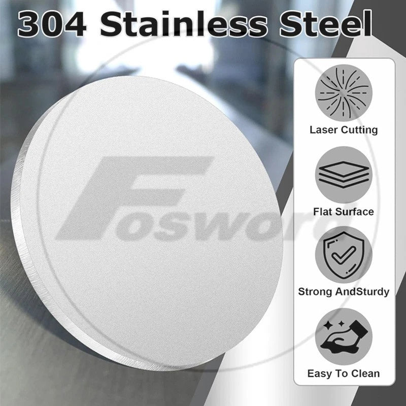 Stainless Steel Blank Disc Grade 304 Metal Round Sheet Plate Dia Ø50mm - Ø300mm