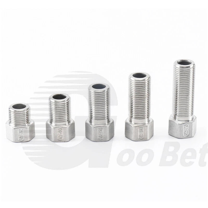 1/2" BSP Male to Female Extension Adapter — 304 Stainless Steel Pipe Fitting