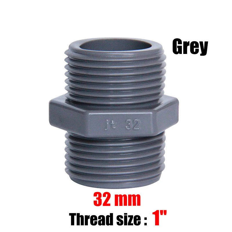 PVC Nipple Bsp Male Threaded Pressure Fittings Pipe Fitting ID 20mm~63mm Grey