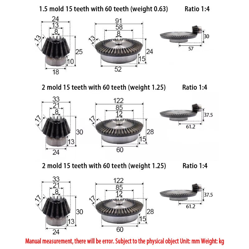 0.8 - 3 Mod Bevel Gear 13-160 Teeth Transmission Gears Bevel Teeth 90° 45# Steel