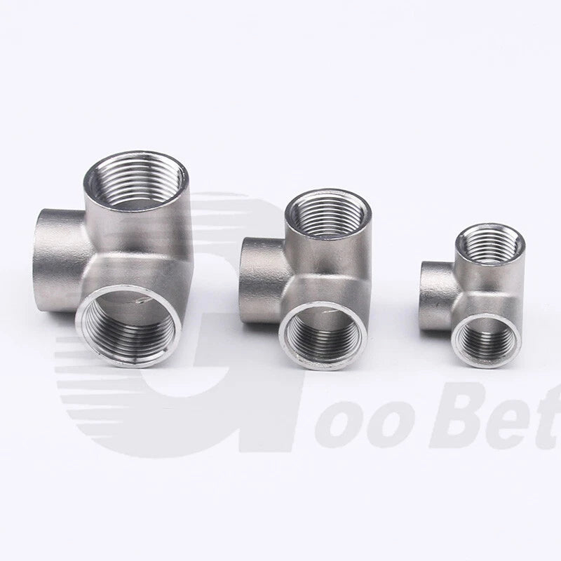 304 Stainless Steel BSP Cross Pipe Fittings — 3-Way & 4-Way, ½" to 1" Thread