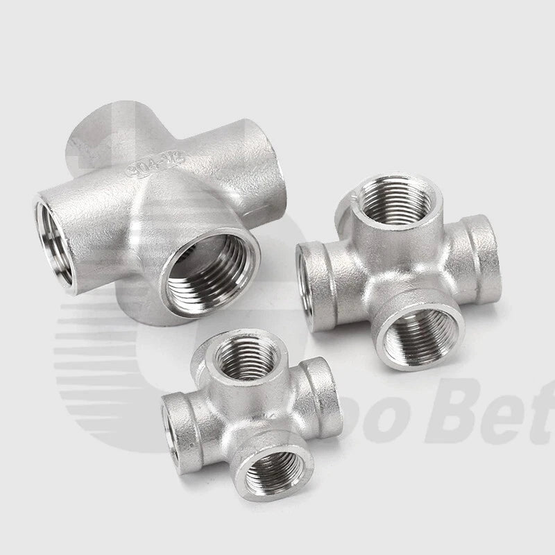 BSP Female 5-Way Pipe Fitting – Stainless Steel Elbow Connector Adapter, 1/4" to 2"