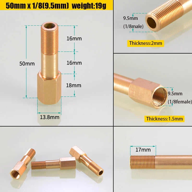 Brass BSP Extension Pipe Nipple Adaptor — Male to Female 1/8" 1/4" 3/8", 50–150mm