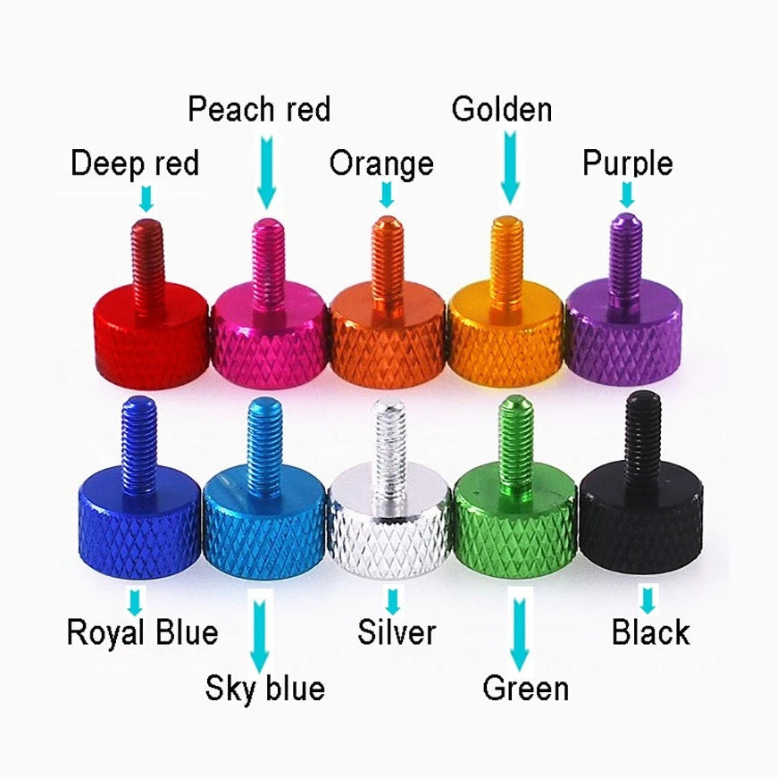 M3 Aluminum Anodized Knurled Thumb Screws for PC Case — 5 / 6 / 8mm