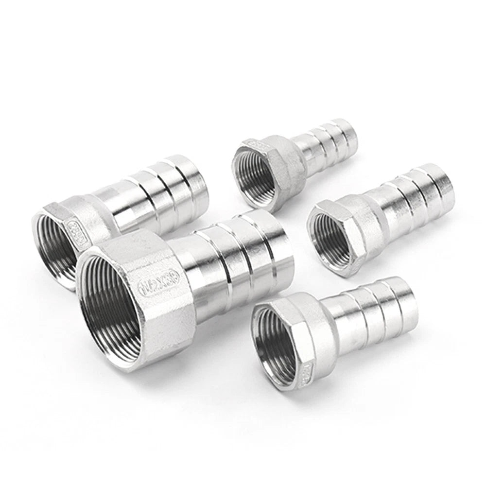 304 Stainless Steel Hose Barb Fittings — Taper Thread x Hose Tail Connectors