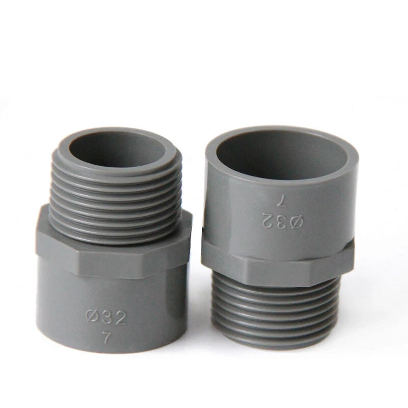 1 2" to 2" PVC Nipples Threaded Pipe Fittings Connector BSP Male Adapter Grey