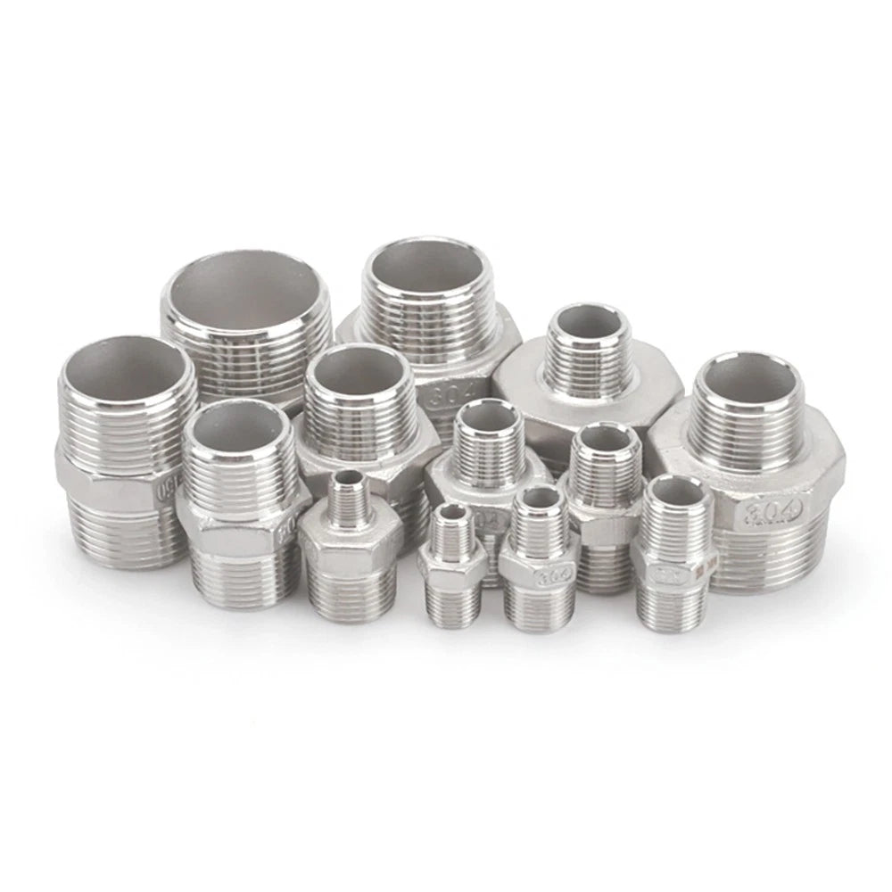 304 Stainless Steel Hex Nipple Pipe Fitting | Male to Male NPT Connector