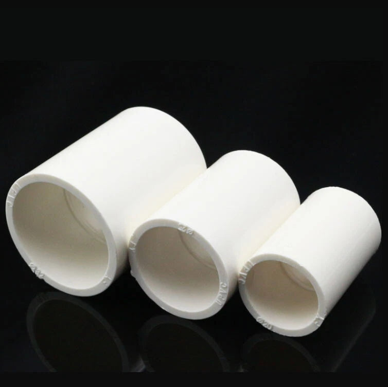 PVC Straight Pipe Socket Coupling — White, 16mm–200mm Inner Diameter