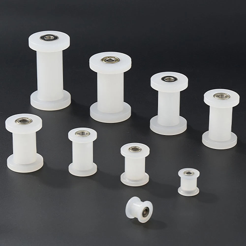 25mm - 55mm Square Flat Nylon Pulley H Idler Wheels, Ball Bearing Nylon Rollers