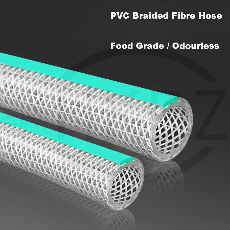 Clear Flexible PVC Hose — Fibre Reinforced Braided, Food Grade Water Oil Tube